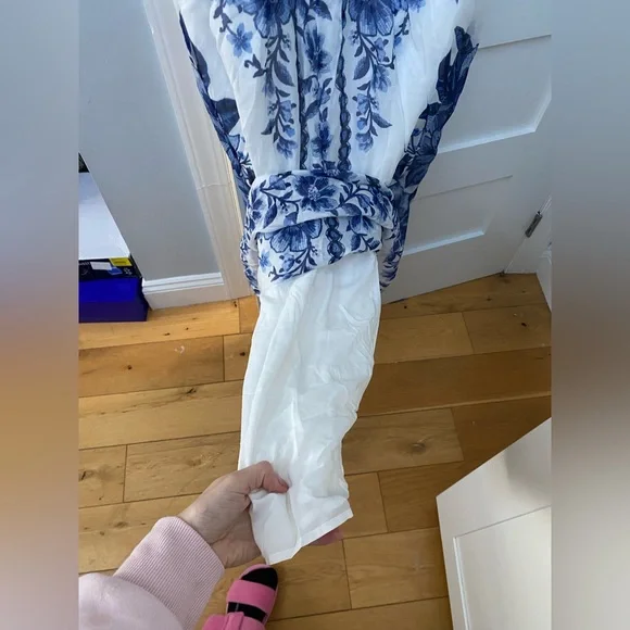 Farm Rio Blue and White Maxi Scarf Dress - Picture 8 of 10